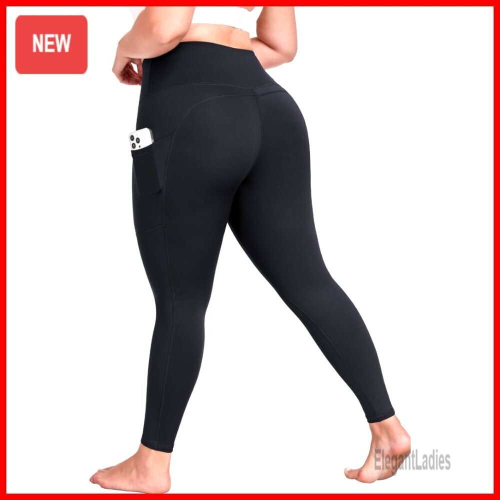 Plus Size High Waisted Yoga Pants with Pockets, Tummy Control Leggings